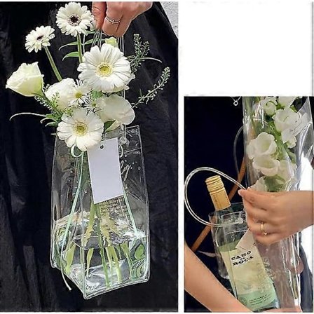 10 stk. klare gaveposer, genanvendelig transparent PVC gaveindpakningspose til brudefest, babyshower, bryllupsgave, indkøbspose bulk (10*25*10cm)