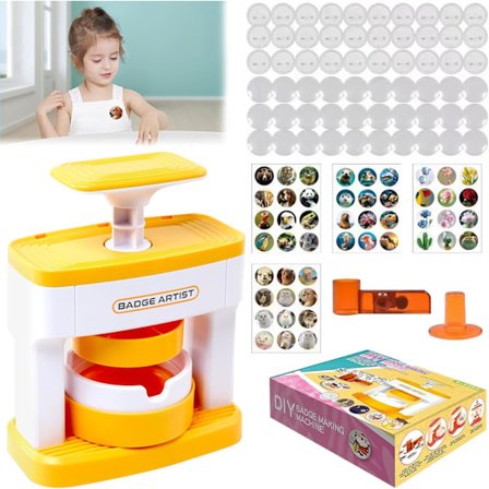 Merkemaskin, 55 mm knappelagingssett med sirkelkutter, nålmerkemaskin med 48 knappdeler, DIY-merkelagingssett for håndverk, perfekt