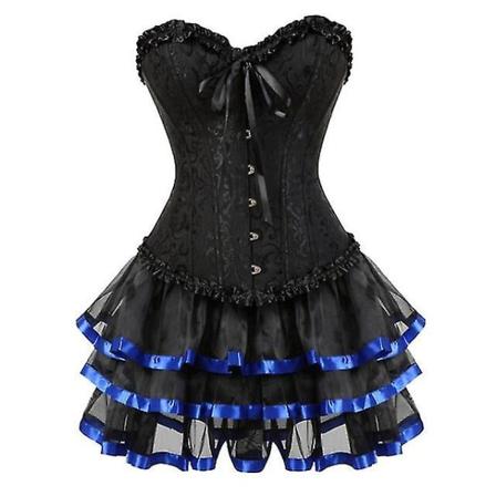 Seksikäs Korsetit Mekot Naisille Plus Size Puku Overbust Burleski Korsetti Ja Minihame Set Tutu Corselet -a Blue XS