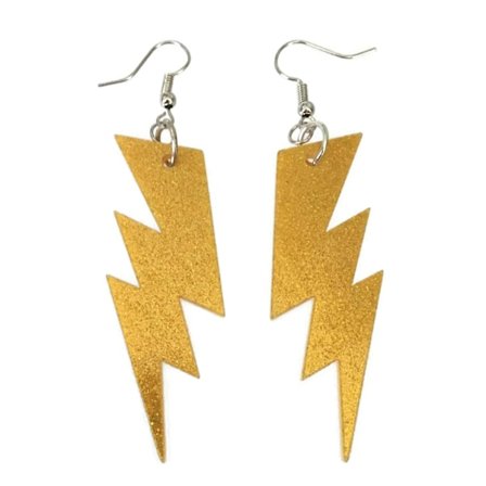 Earrings - Lightning - Gold/Glitter - Acrylic - Oversize
