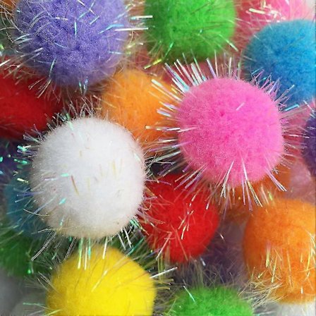20 st 3,8 cm Ny Generation Extra Stor Kattens Favorit Jaga Glitterboll Leksak Glittrande Pom Pom Bollar