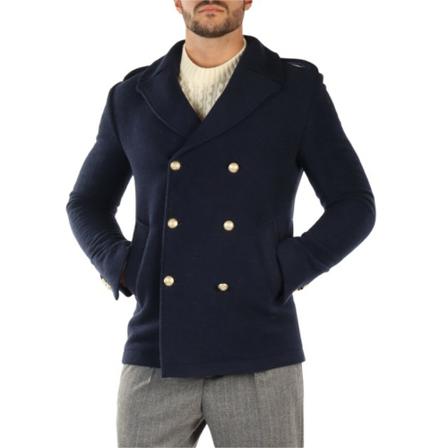 Daniele Alessandrini Double-Breasted Coats Blå, Herre Uldfrakker