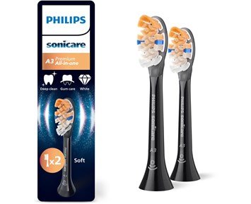 Philips Sonicare Brushhead A3, 2 pack, Black - Sonicare all-in-one tandborsthuvuden, 2-pack