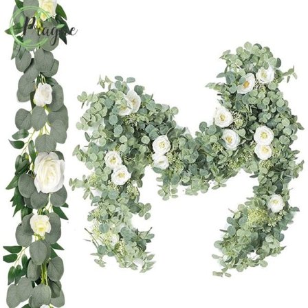 Kunstig Silke Faske Blomster Garland Peon Eucalyptus Planter Vine Hengende