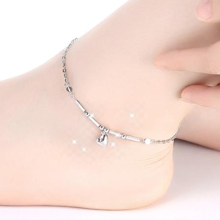 Ankelkæder Ankelarmbånd Kæde Barfodet Strandfodssmykker S925 Sterling Sølv Ikke let at falme Simple Love White gold color