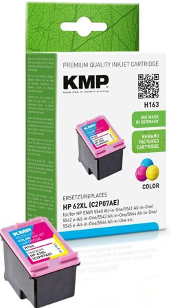 KMP H163 - farge (cyan, magenta, gul) - kompatibel - blekkpatron (alternativ for: HP 62XL, HP C2P07AE)