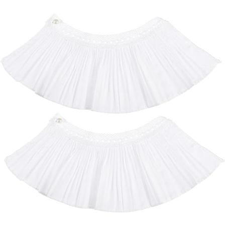1 Par Avtakbare Falske Mansjetter - Hvit, Chiffon Mansjetter, Plisserte C
