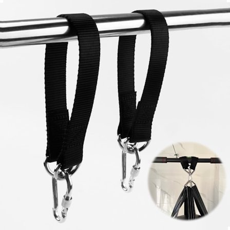 Hængekøjeophængningsstropper, Hængekøje- og Gyngeophængningssæt, Inkluderer 2 Karabinhager og 2 D-ringe, Hængekøjestrop, Gyngestrop til Træ til Have 