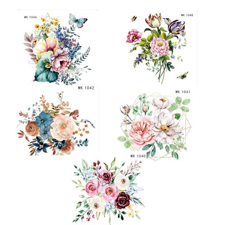 5 STK Badeværelse Toilet Sticker Blomster Decals Wall Sticker