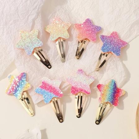 8 stk. Mote Glitter Regnbue Blomst Kanin BB Håndlagde Hårspenner for Søte Jenter Hårklipp Hodebånd Hodeplagg Hårtilbehør JIT0069-2