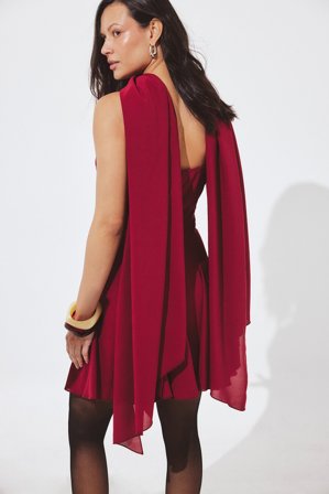 NA-KD Robe courte avec écharpe en mousseline - Robes de Noël - Rouge - EU 40