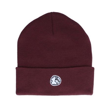 Dedicated - Rojo cuff Beanie - Kiruna Globe Burgundy Recycled Cuff @ Hatstore