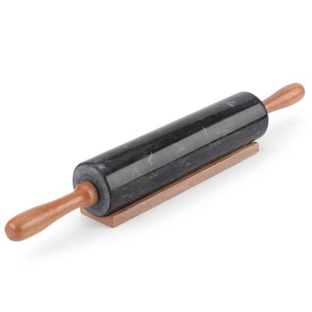 Svart marmor kjevle for baking av bakverk og pizzadeig, 25 cm