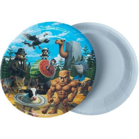 Italiensk Brainrot Festdekoration Tung Tung Tung Sahur Plysch Engångsservis Bordsduk Tallrikar Koppar