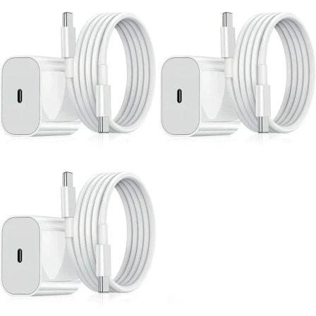 3-pack - iPhone-laddare - Snabbladdare - Adapter + 2m kabel 20W USB-C Vit 3-pack iPhone (NT) 3-Pack USB-C,A