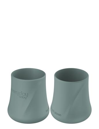 Silic Baby Cup 2-Pack Harmony Green Home Meal Time Cups & Mugs Cups Grey Everyday Baby