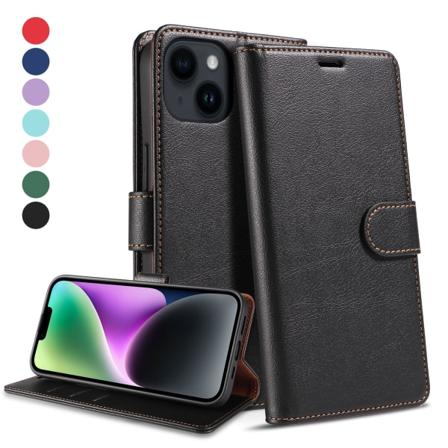 (Musta) Magneettinen nahkakotelo iPhone 14 ProMaxille, iskunkestävä TPU-kotelo, PU-nahkainen lompakkokotelo, korttipaikka, magneettilukko