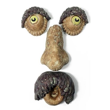 Gammel Mand Ansigtsfunktioner Kunst Bark Ansigt Træ Lys Op Træ Dekoration Påske