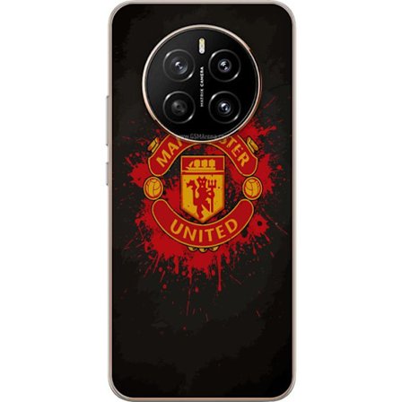 Kompatibel Mobilcover til Honor Honor Magic7 Manchester United logo i rød og gul farve med rå sporty baggrund