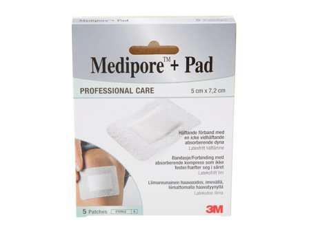 3M Medipore +Pad Bandasje m/kompress 5 x 7,2 cm, 5 stk.