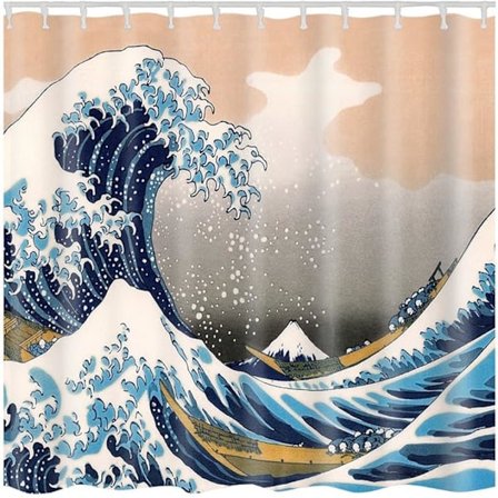(Wave) 180 * 180 cm Litthing Duschdraperi med Krokar Hög Kvalitet