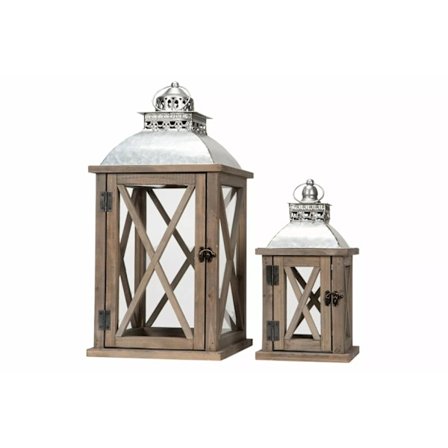 Lykta Trä Zink Old Wood 2-set A lot