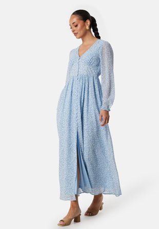 ONLY Amanda L/S Long Dress Cashmere Blue AOP:Al Klær
