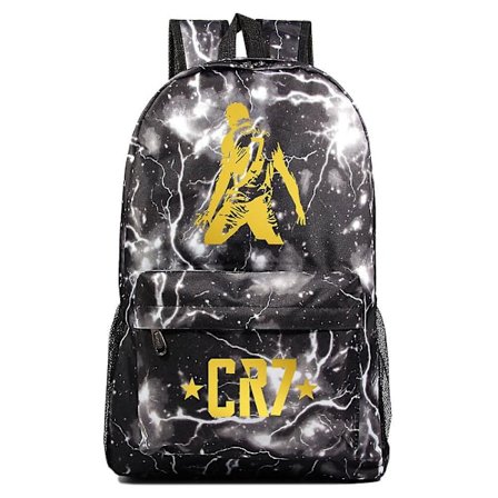 CR7 Ryggsekk med USB-lading, ideell for gutter og jenter, passer til bærbar PC, skolesekker med tyverisikring, flott for reiser Mochila