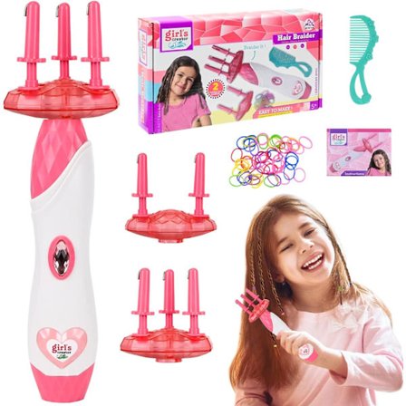 Automatisk fletter for barn, elektrisk flettekit for barn med fargerike hårtau for barn, hårstylingsett, perfekt gave til jenter i alderen 6 7 8 9