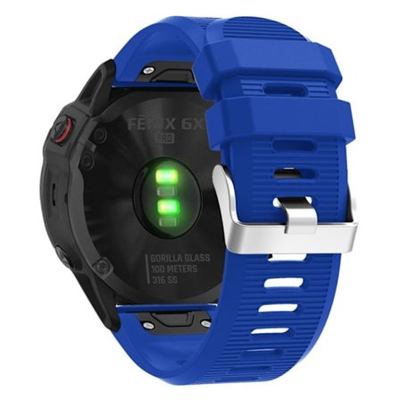 Garmin Fenix 6X klockarmband i silikon med korsade korn - Blå