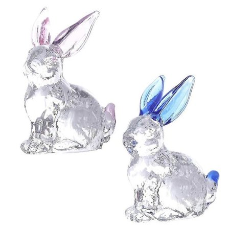 Glas Kanin Figurin Glas Kanin Staty Glas Kanin Statyett Kristall Kanin Staty Mikro Liten Kanin Djur 2st-MXBC