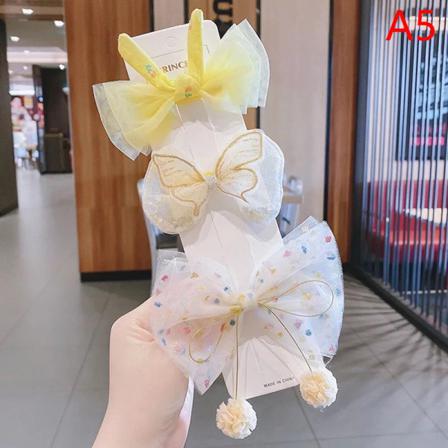 3pcs/set New Girls E Chiffon Yarn Bow Hairpins Kids Sweet Hair
