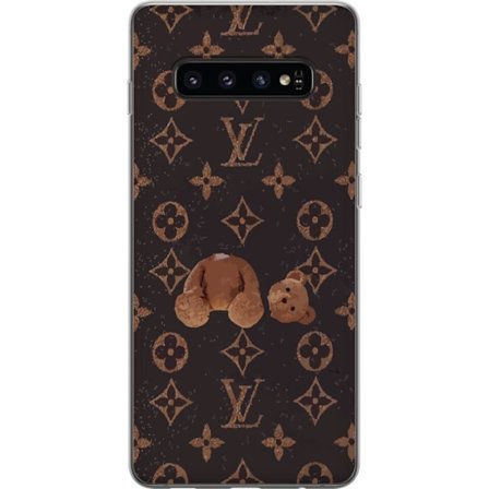 Yhteensopiva Puhelinkuori Samsung Samsung Galaxy S10 Ylellinen monogrammikuvio rikkinäisellä nalletaustalla pimeässä muotiestetiikassa
