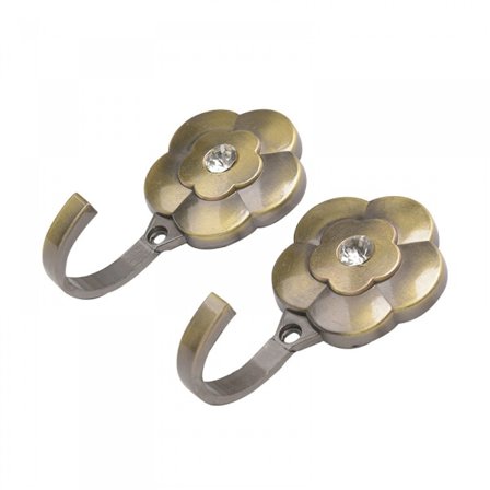 2 par dekorative gardinholdere til gardiner, slips, knager til frakker, vægmonterede plisserede gardinkroge (bronze)