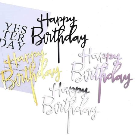 12-pack (guld, roséguld, silver, blå*3) Happy Birthday Cake Topper, Akryl Glitter Cupcake Topper för födelsedagstårta Dekorationer