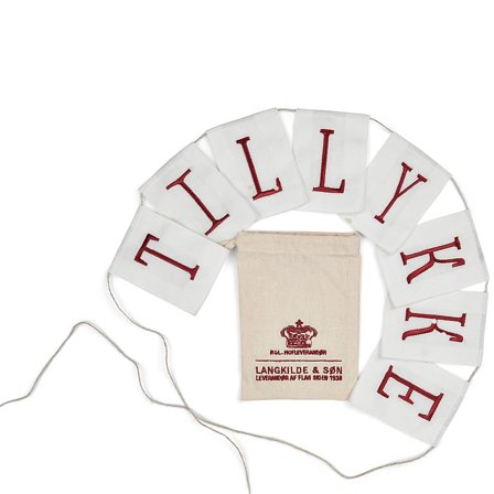 Langkilde & Søn Tillykke Ranke Hvid/Rød 275 cm Lang, Tøj & Bolig, Flag & Fødselsdagsdekoration, Øvrigt