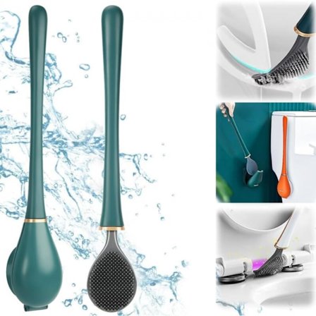 Flad silikone toiletbørste, hængende toiletbørste, fleksibel silico