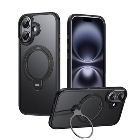 Kompatibel med iPhone 17 cover, med dobbelt ring MagSafe magnetisk stativ.