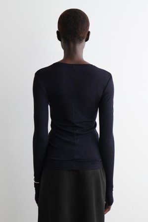 COS Women's Maglia Slim In Lana Merino in Blu