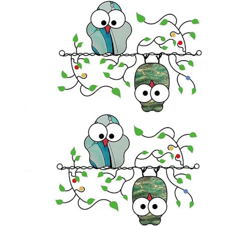 2 st färgat glas uggla fönsterhänge, handmålade fåglar solfångare hängande prydnad, presenter till fågelälskare, för väggdörrfönster hemträdgårdsdekor