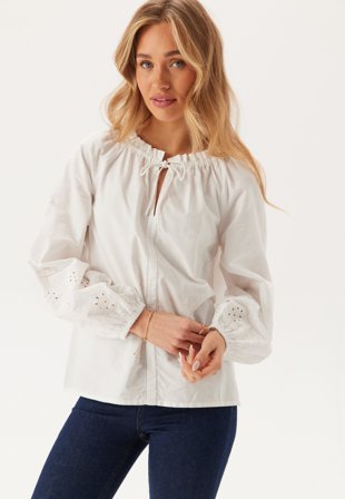 BUBBLEROOM Broderie Anglaise Tie Blouse White L
