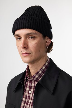 NN.07 Rib Mütze Herren Schwarz Wollmix