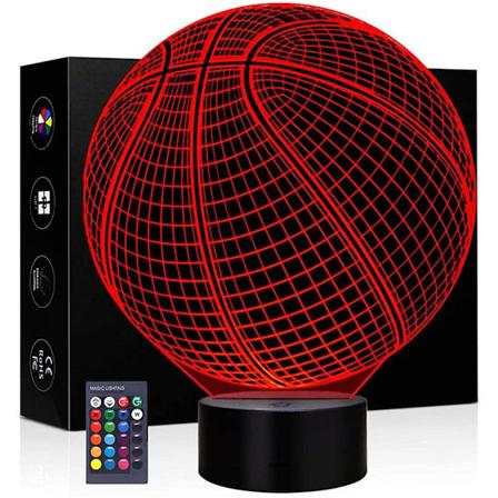 3D Basketball Illusion Natlampe, Berøringskontakt Lampe, 7 Farver Skiftende, med Akryl Plade, Lysbase, USB Kabel, Børneværelseslampe, Hjem