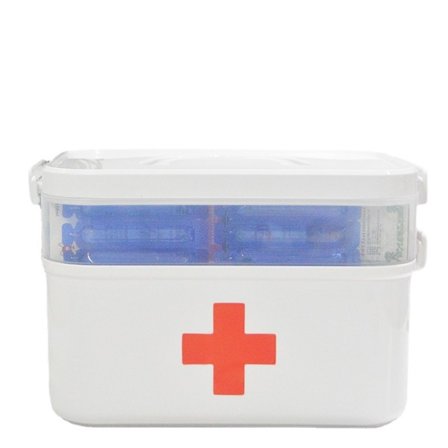 Boutique Retro emaljeret førstehjælpskasse til opbevaring af medicin og boligindretning med låg og aftagelig bakke