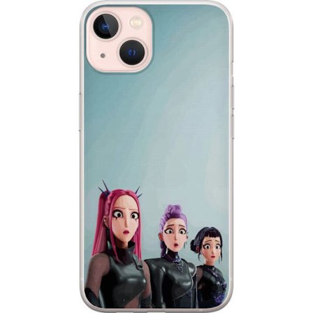 Kompatibelt Mobildeksel til Apple Apple iPhone 13 mini Tre animerte kvinner med fargerikt hår i futuristisk stil og overraskede uttrykk