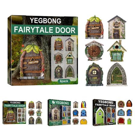 Gnome Fairy Dörrar Set för trädgårdsträd Yard Art Dekoration Gifts