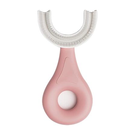 U-formet tannbørste for barn, matkvalitets mykt silikonbørstehode, 360 munnrengjøringsdesign for småbarn og barn CNMR Pink