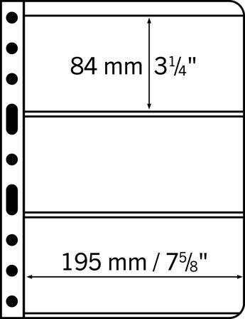 VARIO lommer fra Leuchtturm, 3 Striber, Klar, pakke med 5 stk.