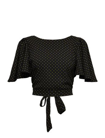 Katiagz P Short Blouse Crop Tops Short-sleeved Crop Tops Svart Gestuz*Betinget Tilbud
