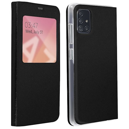 Clear View Cover til Galaxy A71 Ultratynd - Sort